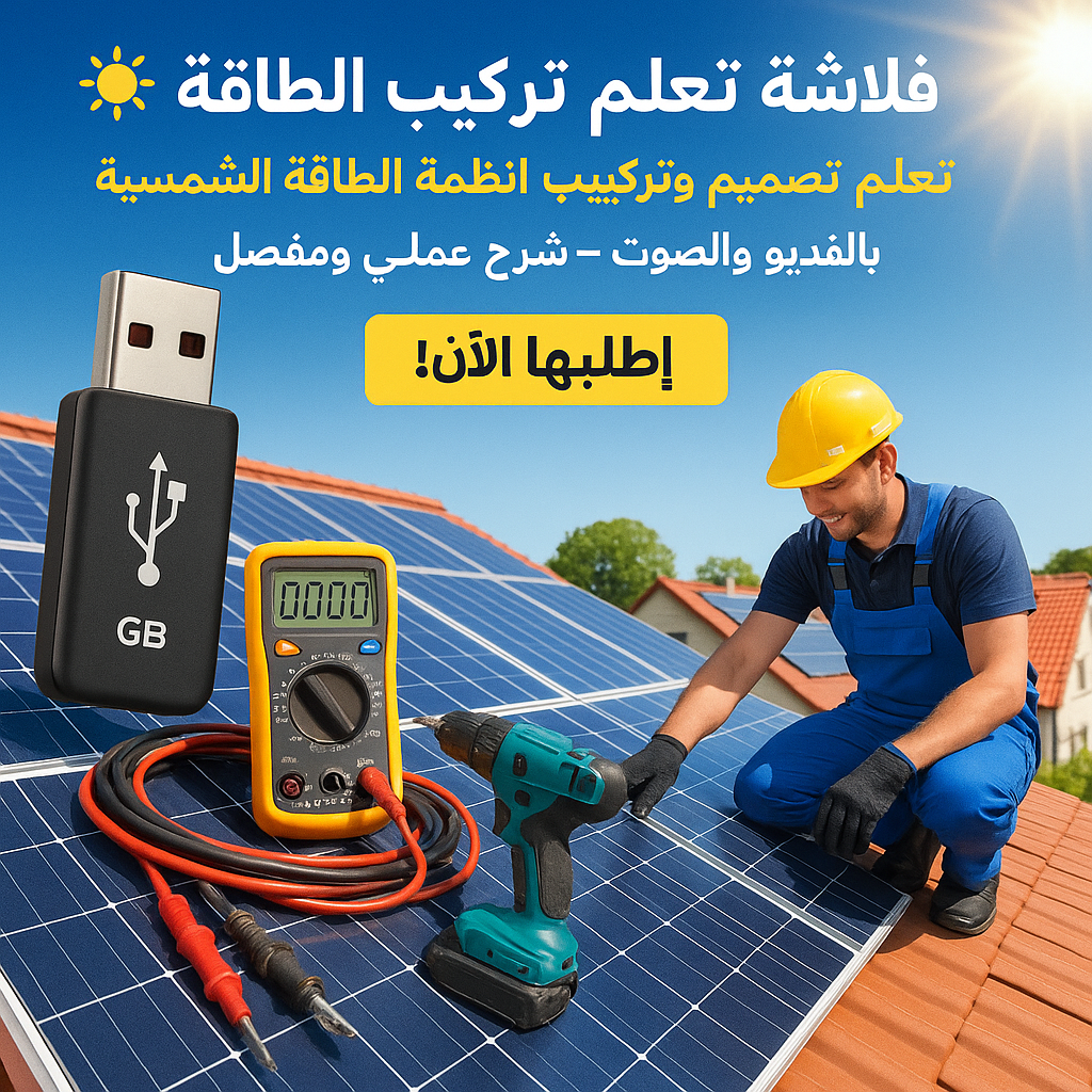 فلاشة تعلم تركيب الألواح الشمسية (الأكثر طلبا)