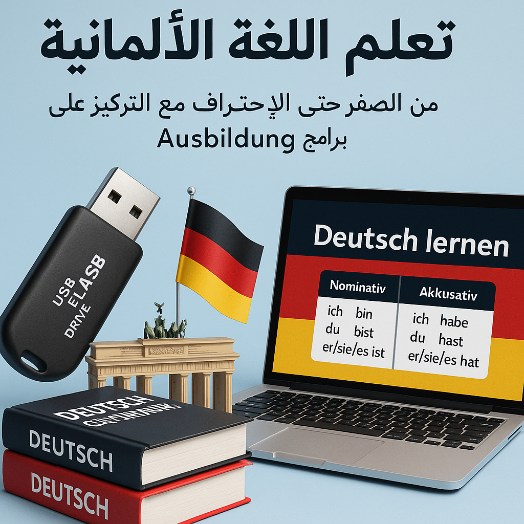 فلاشة تعلم اللغة الألمانية (الأكثر طلبا)